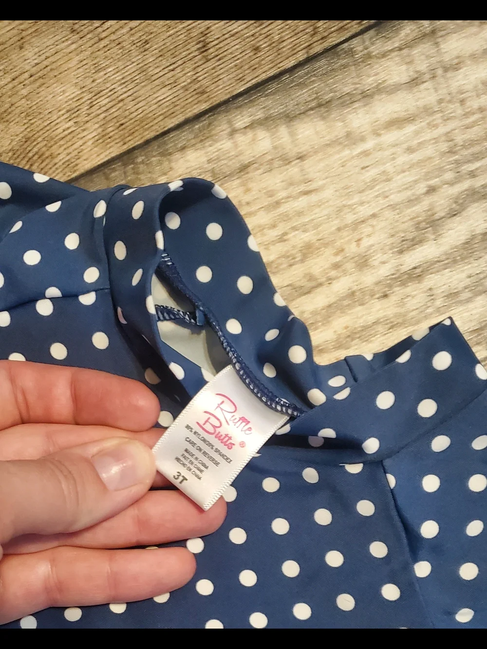 Ruffle Butts Navy Blue & White Polka Dot Rash Guard Set 3T